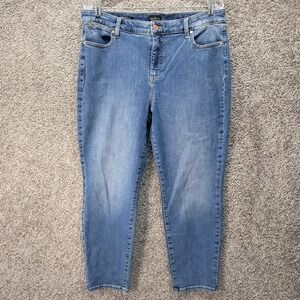 Talbots Slim Ankle Jeans Womens 14P Charlie Wash Blue High Rise Stretch Denim